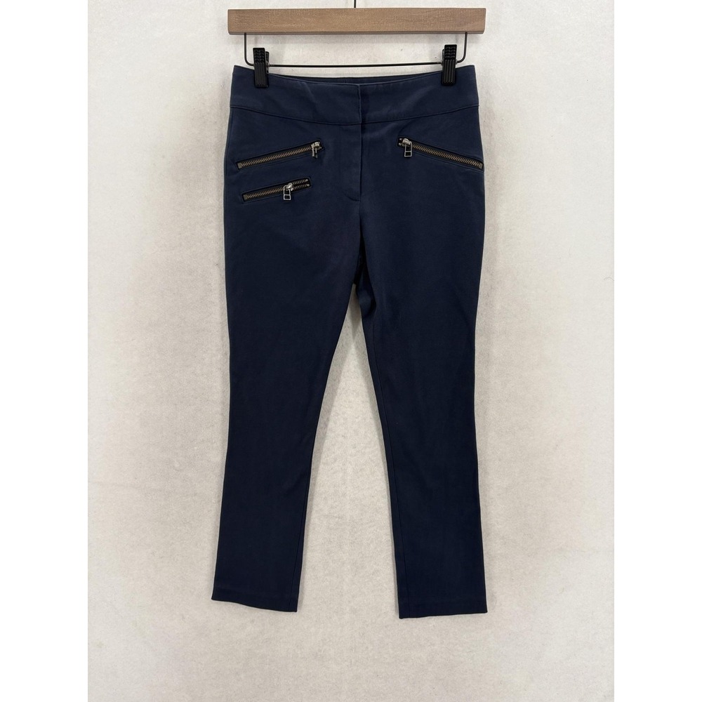 Veronica Beard Metro Ankle Cropped Stretch Pants Womens 0 Blue Skinny Stretch